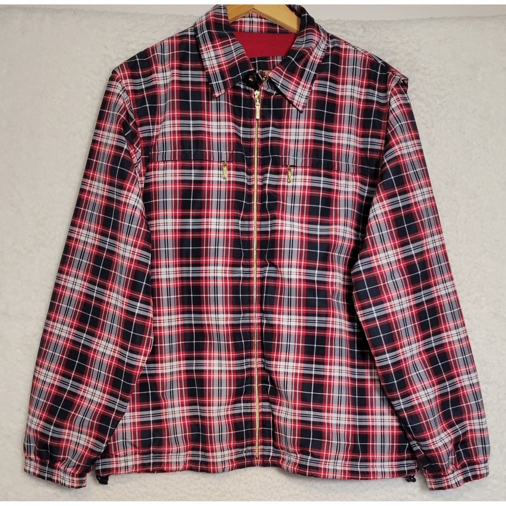 Vintage Catalina Windbreaker Jacket Size L Golf Pullover Plaid Long Sleeve‎ 1153